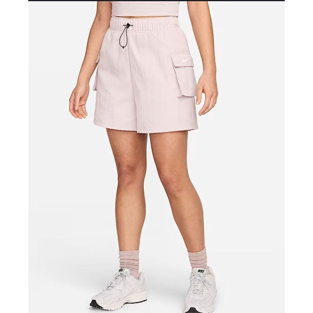 Nike Women's XS Woven High Rise loose fit Cargo Shorts platinum violet sail
